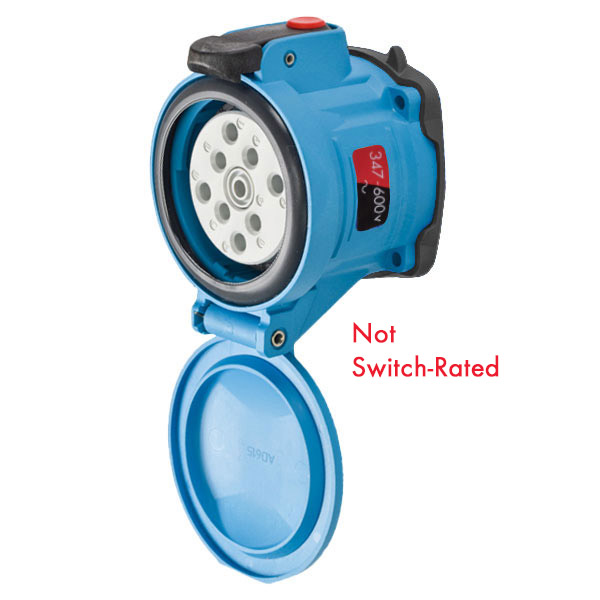 63-64147-974-352 - DSN60 RECEPTACLE POLY BLUE SIZE 3 TYPE 4X IP 69 3P+N+G 60A 347/600 VAC 60 Hz +4 AUX STRAIGHT INSERTION
